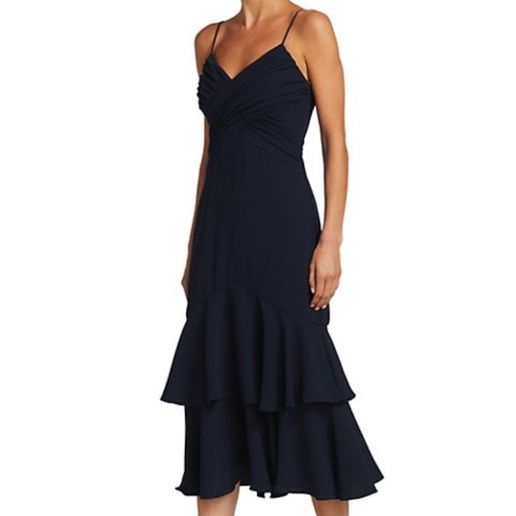 Monique Lhuillier Tiered Ruffle Cocktail Dress - Picture 1 of 13